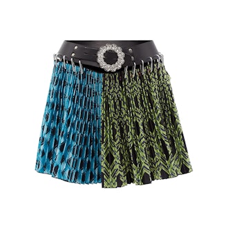 Chopova Lowena Split Argyle-Print Jersey Mini Skirt
