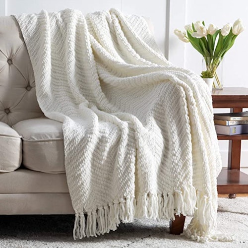 Bedsure Cream White Throw Blanket