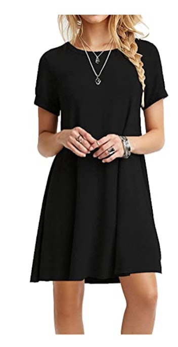 Molerani Women's Casual Plain Simple T-Shirt Loose Dress