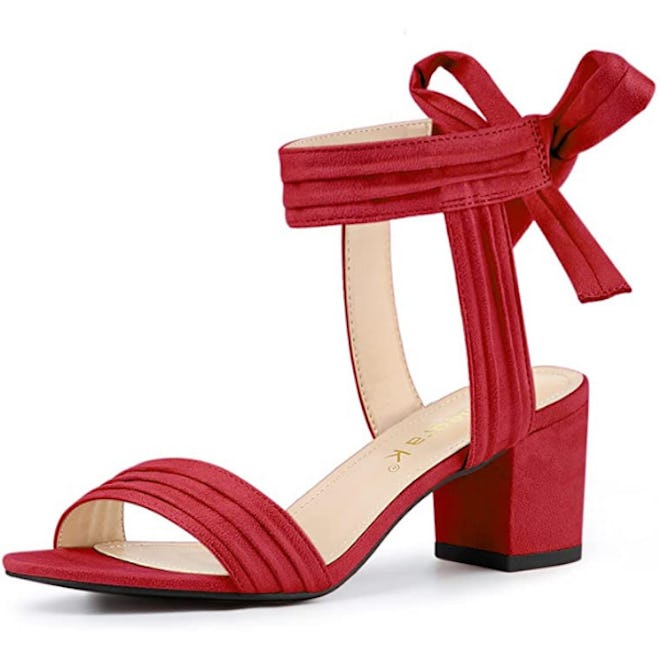 Allegra K Ankle Tie Block Heel Sandals