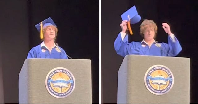 A Florida graduate found a clever — and powerful — way to talk about being gay and Florida law durin...