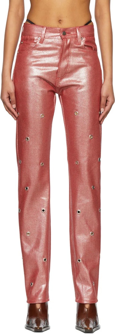 Theophilio red metallic jeans
