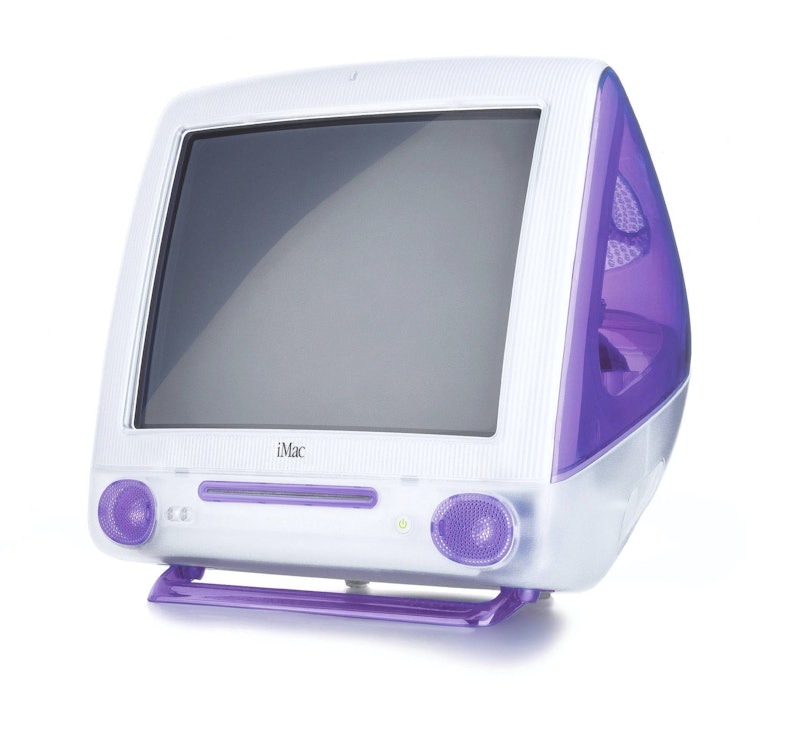 A purple iMac, one piece of '90s technology that used to seem so futuristic.