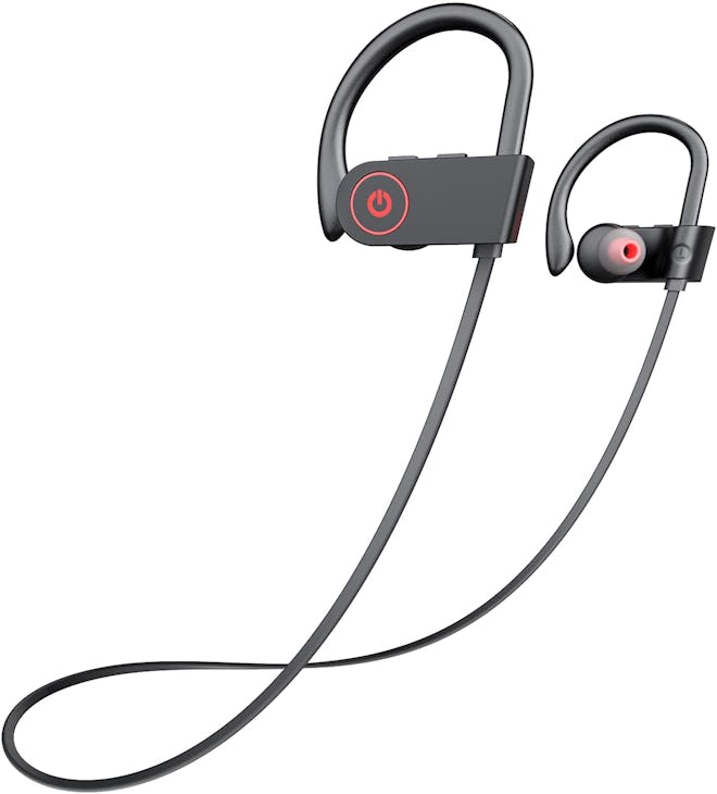 These Bluetooth headphones for Peloton feature a flexible neckband and over-the-ear hooks for a secu…
