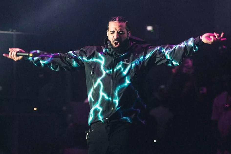 Drake goes full gorp with a custom lightning bolt Arc'teryx jacket