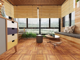 Interbuild Acacia Hardwood Interlocking Patio Deck Tiles (10-Pack)
