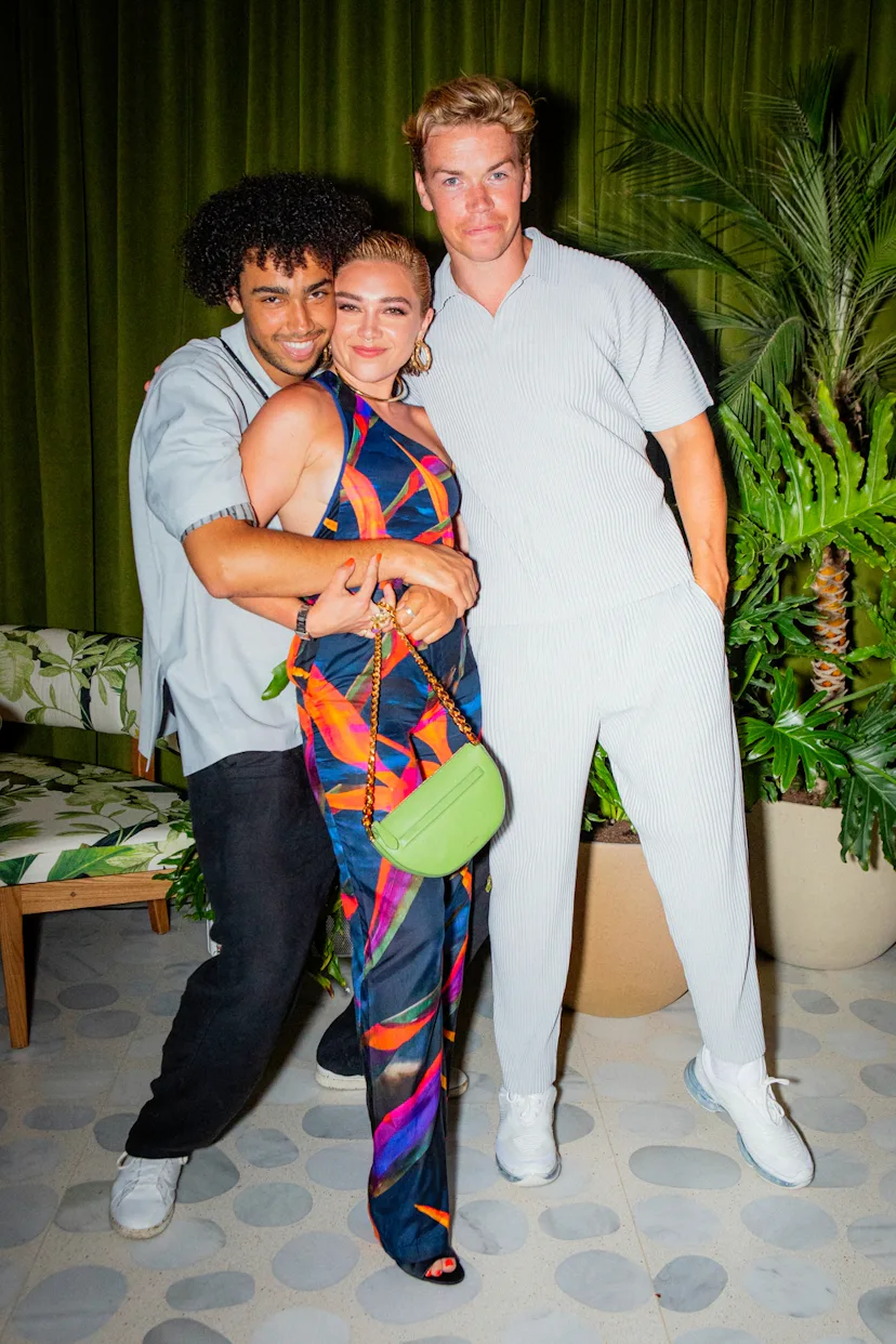 Archie Madekwe, Florence Pugh, and Will Poulter in Ibiza