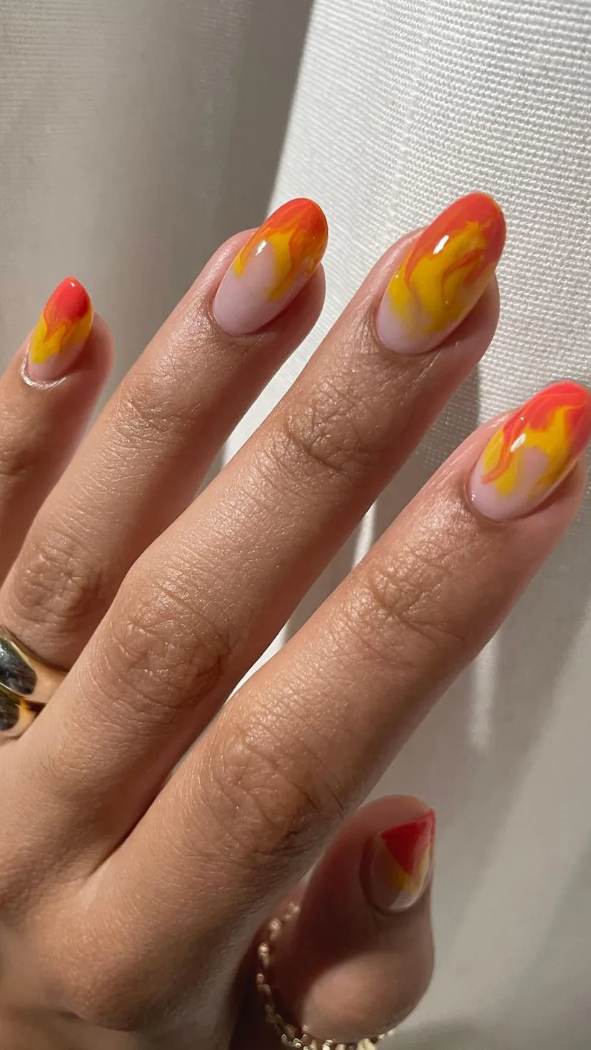 flame nail art