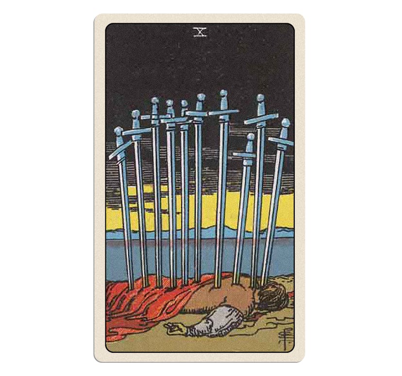 the 10 of swords in the Rider-Waite Tarot