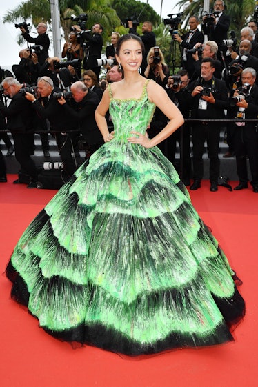 Raline Shah wearing a large green gown at the Cannes Film Festival