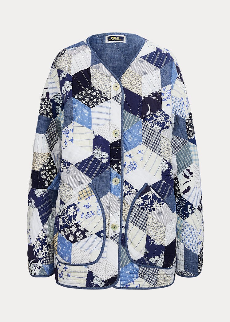 Polo Ralph Lauren blue quilted patchwork jacket