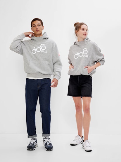 Two models dressed in Gap X Stranger Things hoodies.