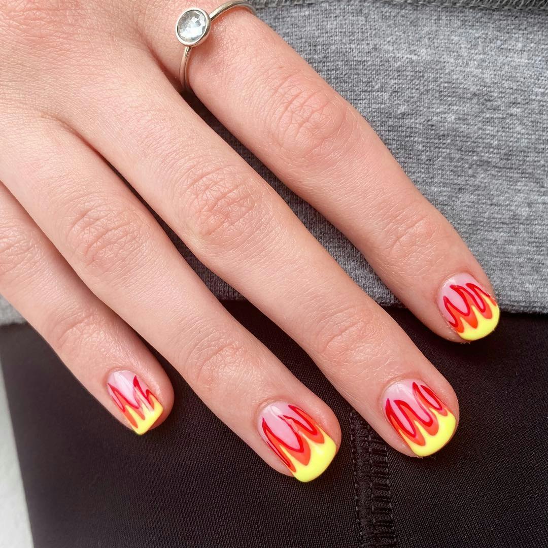 Which nail is your fav? 🤍 White checkered nail? ▫️ The flame nail art? 🔥  Nails for deluxe art! #checkerednails #flamenails #a... | Instagram