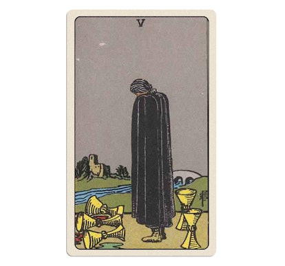 The five of cups in the Rider-Waite Tarot