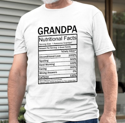 Grandpa Nutritional shirt is a great Father's Day shirt