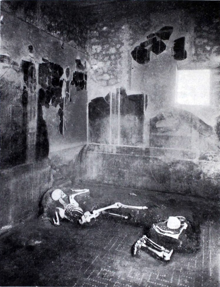 skeletons inside the casa del fabbro in pompeii