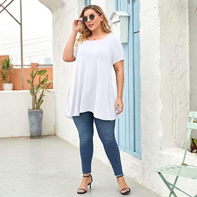 LARACE Short Sleeves Flare Tunic Top
