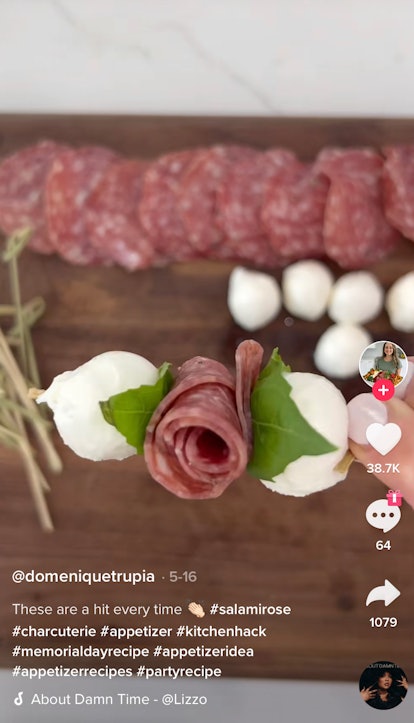 Memorial Day recipes from TikTok includes this rose skewer appetizer recipe. 