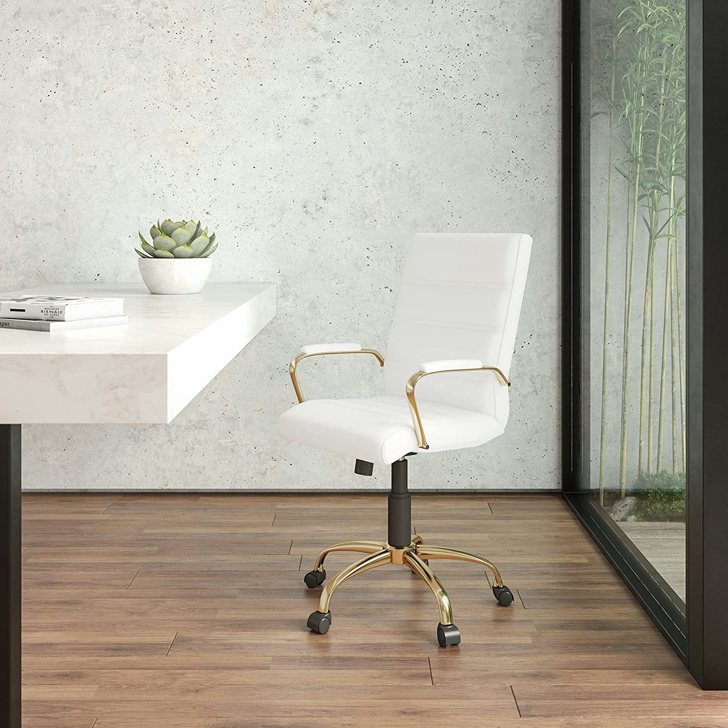 This office chair under $200 is made from chic faux leather with gold-tone hardware.