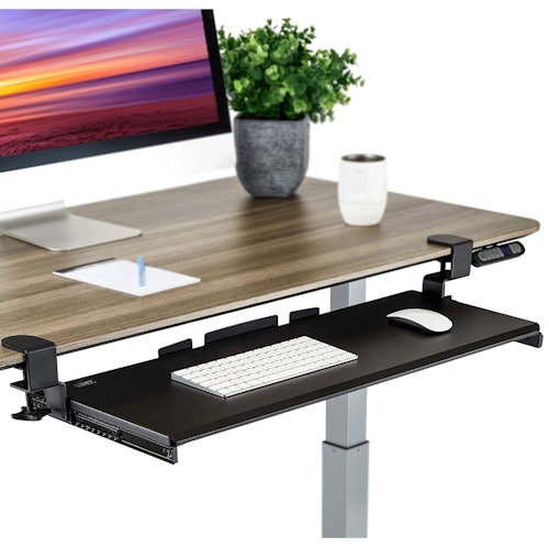 This keyboard and mouse tray can make your standing desk more ergonomic. 
