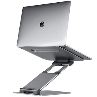 This laptop stand converts any desk in to a standing desk and is easily portable.