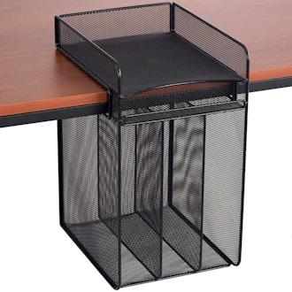 This hanging desk organizer for standing desks can be installed without drilling.