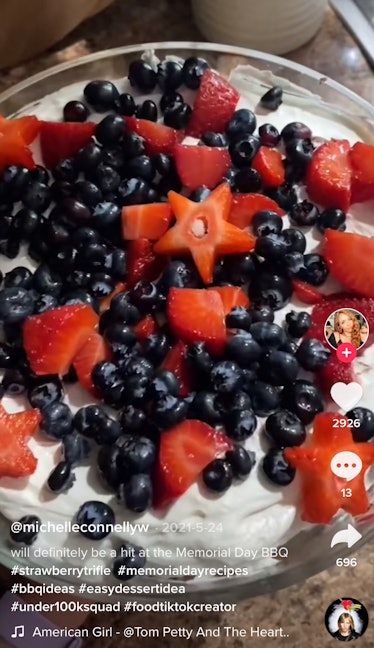 Memorial Day recipes from TikTok includes this angel food cake trifle dessert recipe. 