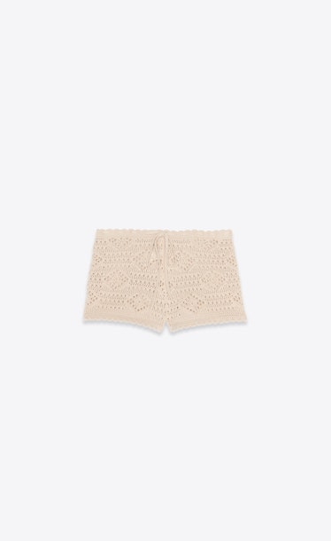 Saint Laurent off-white crochet shorts