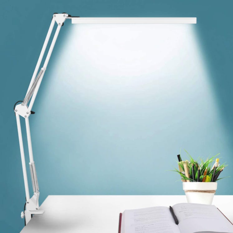This LED lamp clamps onto your standing desk and offers various brightness levels. 