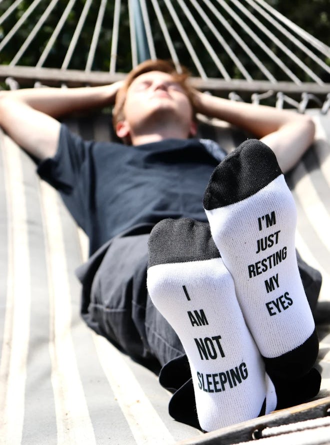 resting my eyes socks are a funny father's day gift