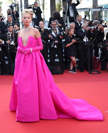 Elsa Hosk wearing a pink Valentino gown at the Cannes Film Festival