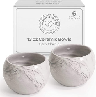 Hearts & Crafts Gray Marble Ceramic Bowls (Set of 6)