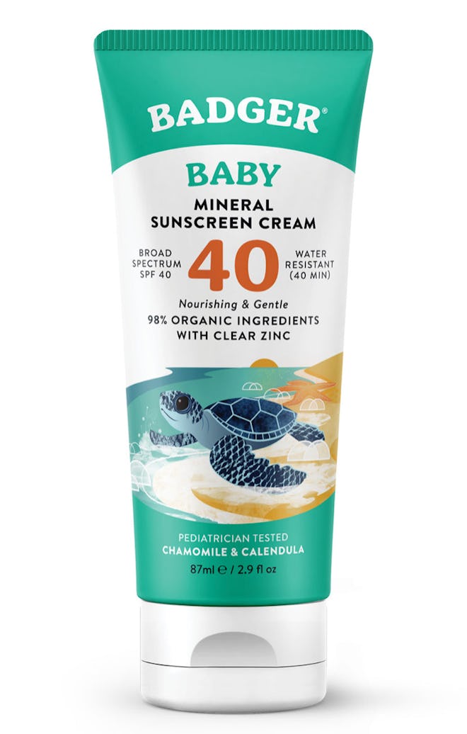 Badger Baby Mineral Sunscreen Cream, Chamomile & Calendula , SPF 40