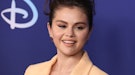 Selena Gomez at the 2022 ABC Disney Upfronts ahead of her getting new wispy bangs and extensions.