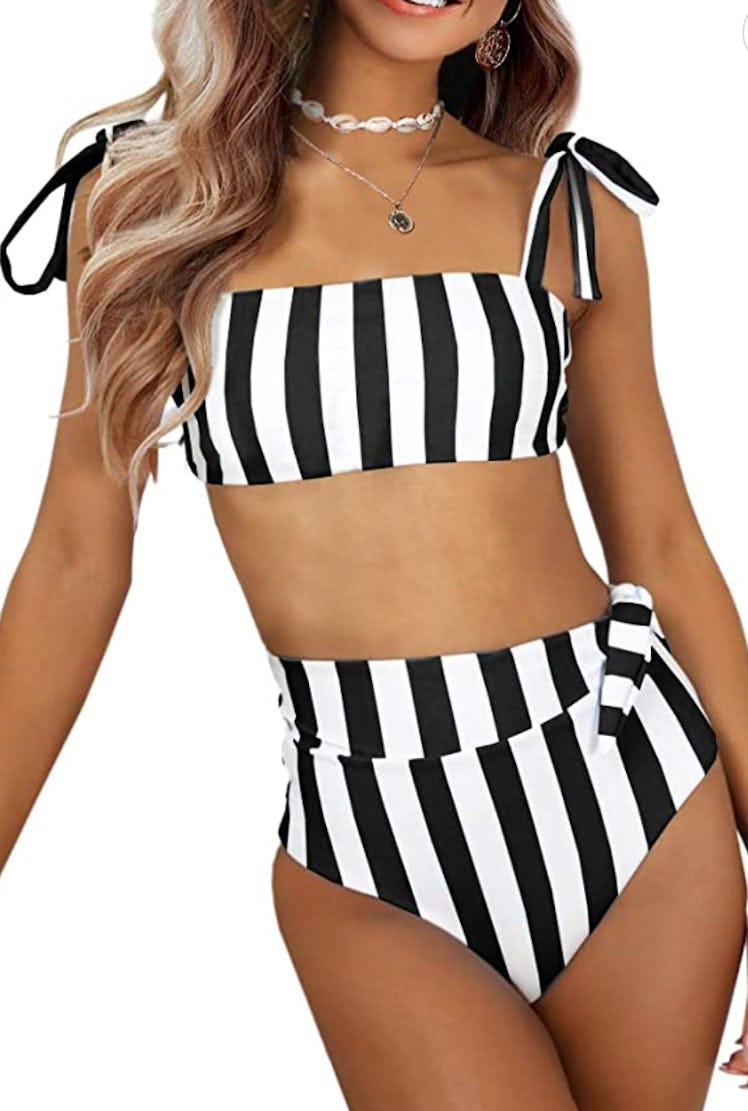 FERBIA High Waisted Bandeau Bikini Set 