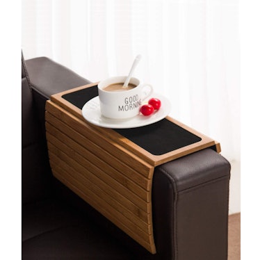 GEHE Bamboo Wood Sofa Arm Tray Table
