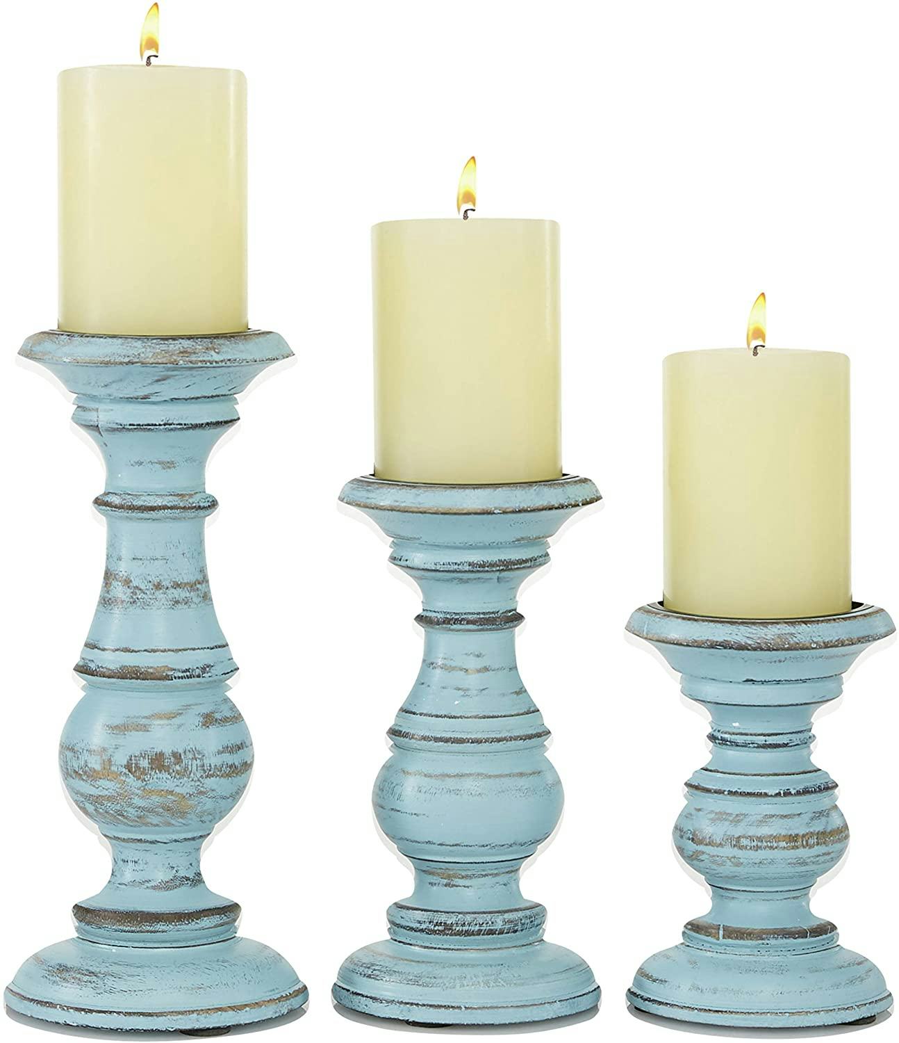 deco 79 coastal wood candle holder