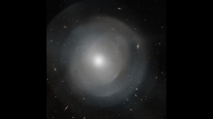 Hubble Space Telescope image of a huge elliptical galaxy called NGC 474 