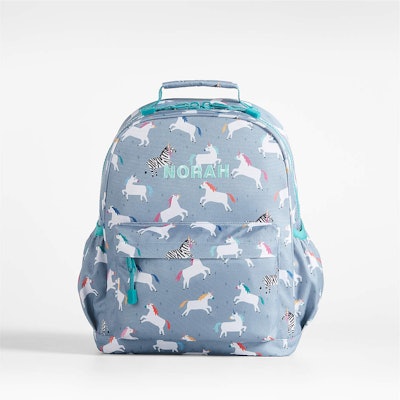 Zebra and unicorn backpack from Crate and Kids, grey with white animals