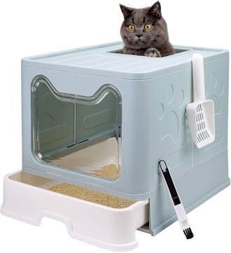 Fophop Foldable Cat Litter Box With Lid