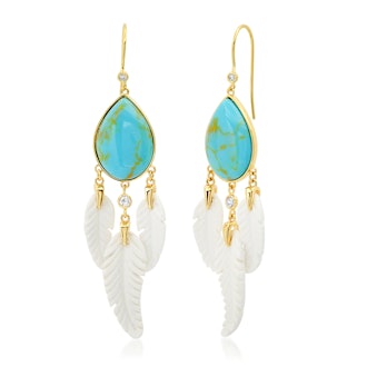 TAI turquoise feather drop earrings