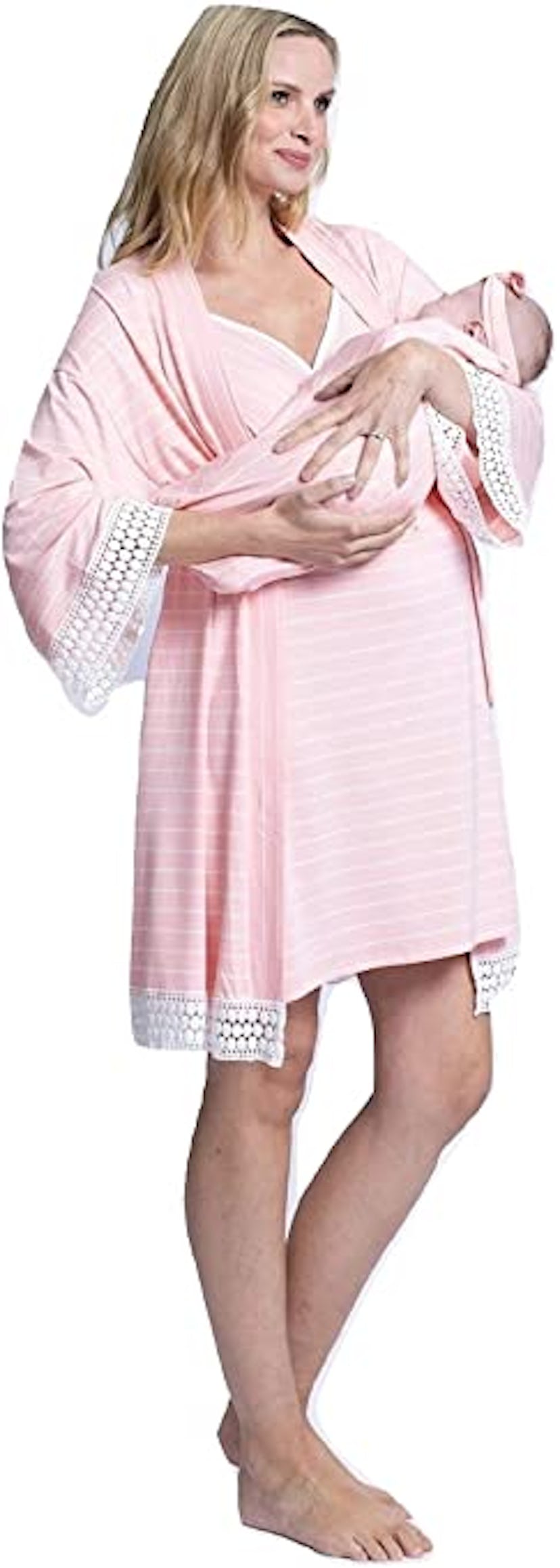 Angel Maternity Hospital Robe for Labor/Delivery With Baby Blanket
