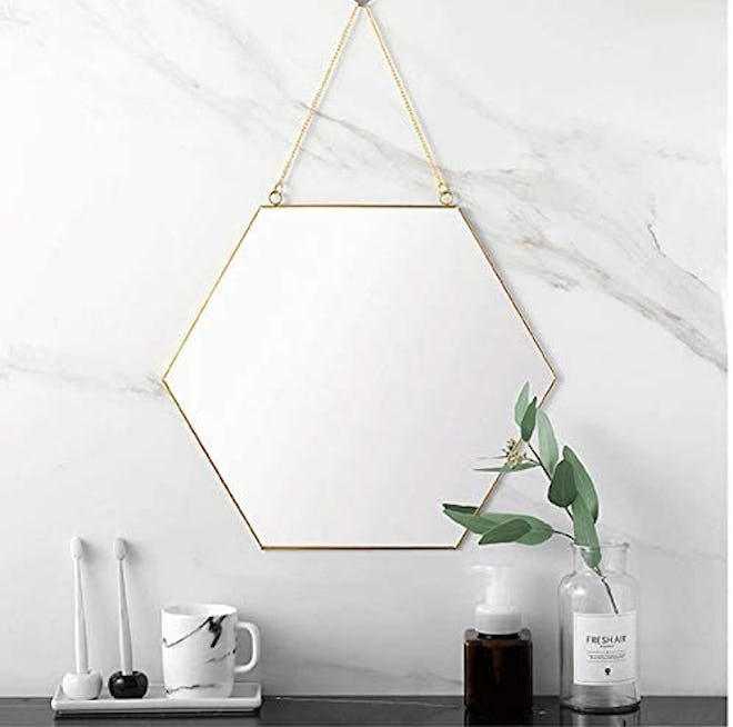 Dahey Gold Hexagon Wall Mirror