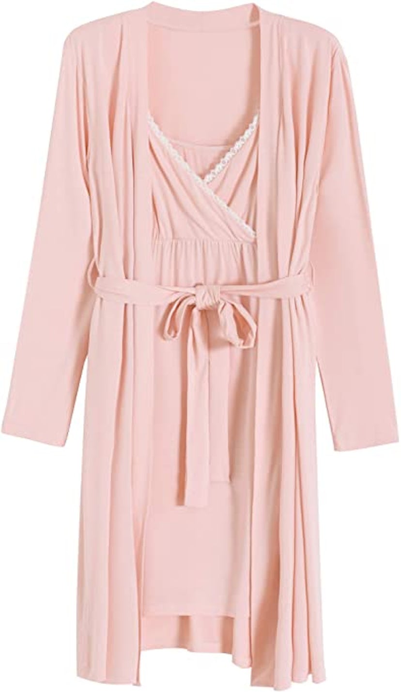 Latuza Bamboo Viscose Nursing Nightgown and Robe Set