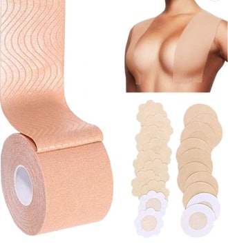 Boobs Tape — Breast Lift Tape 2" x 16" and 10 Pair Disposable Round Nipple Cover