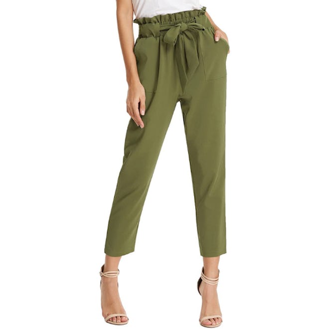 GRACE KARIN Cropped Paper Bag Waist Pants 