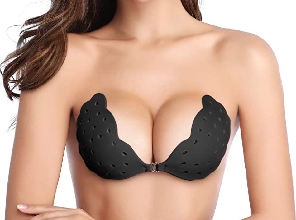 Niidor Adhesive Bra Strapless Sticky Invisible Push up Silicone Bra for  Backless Dress with Nipple Covers