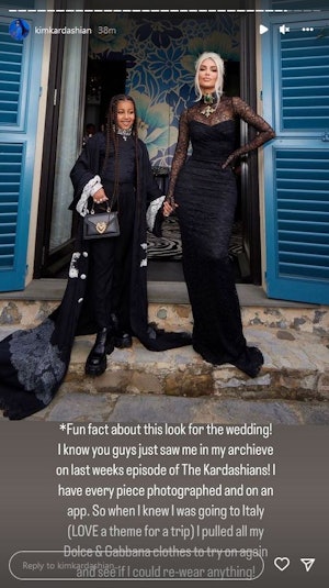 Kim Kardashian shares how she rewore a dress for sister Kourtney Kardashian and Travis Barker's wedd...