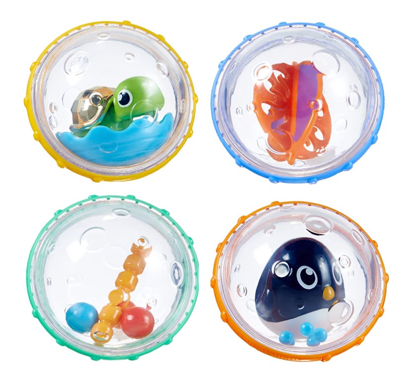 Munchkin Float and Play Bubbles, Set of 4, Mold-Free Baby Bath Toys