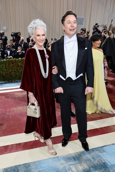 Maye Musk and Elon Musk attend The 2022 Met Gala Celebrating "In America: An Anthology of Fashion" a...